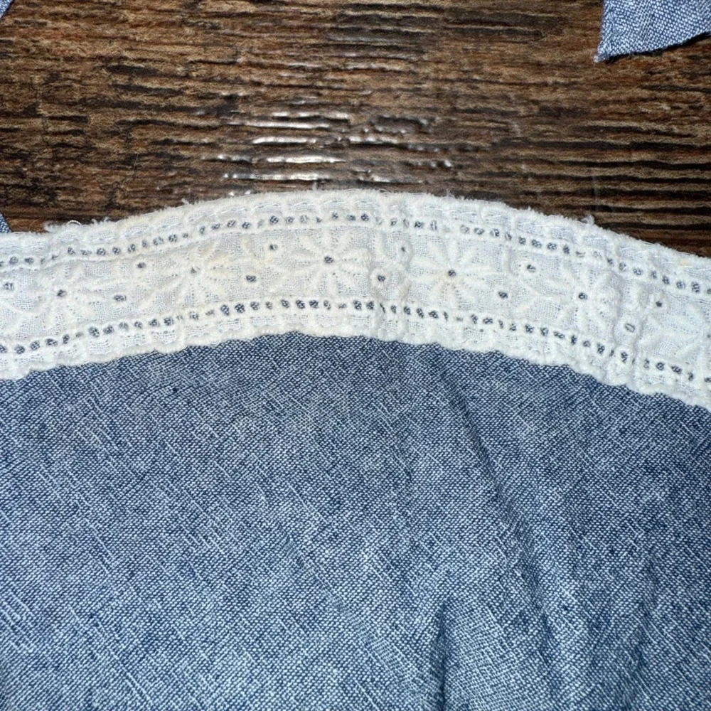 Tommy‎ Bahama Kids Blue Chambray Lace Trim Romper Girls Size 4T